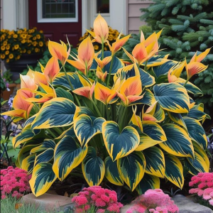 Хоста Флейм Данс купить по цене от 650р. в интернет-магазине «Посадика» с доставкой почтой в в Котельниче и по всей России – [изображение №1].